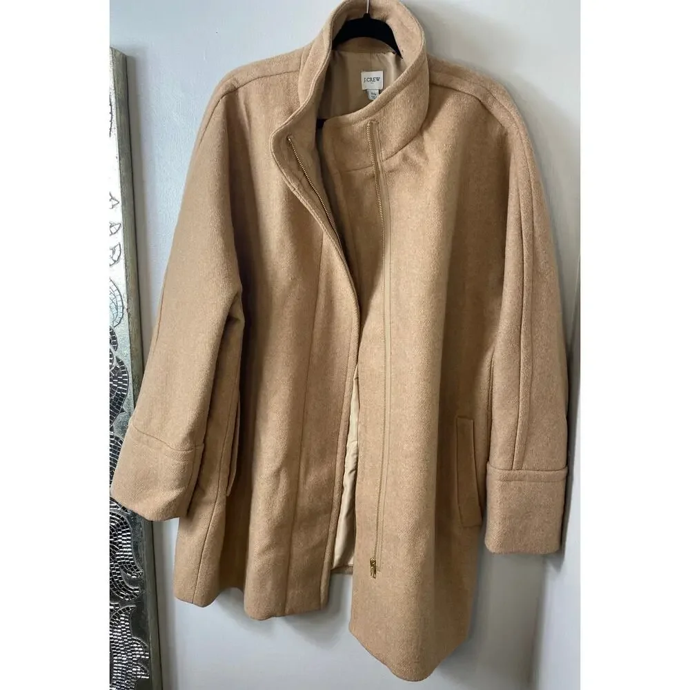NWT J. CREW COAT CITY WOOL CAMEL TAN PREPPY MINIMALIST QUIET LUXURY OLD MONEY